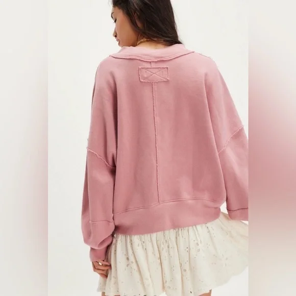 NWT FREE PEOPLE WE THE FREE HI-LO PULLOVER MAUVE BLOSSOM - Picture 3 of 4